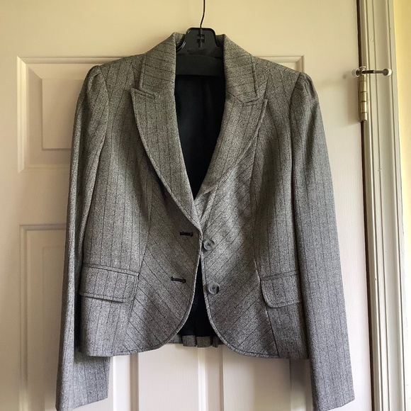 Context Vintage Wool Blend Suit Jacket/Blazer Striped Twill Gray SZ12P - Picture 10 of 16